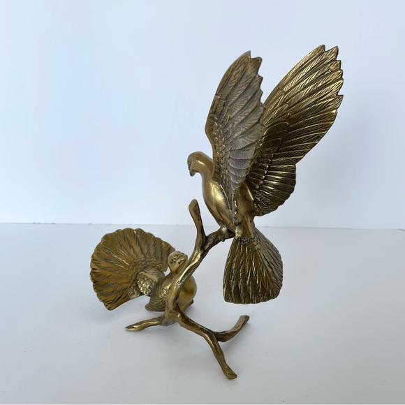 Vintage brass birds on a branch - Picture 3 of 4